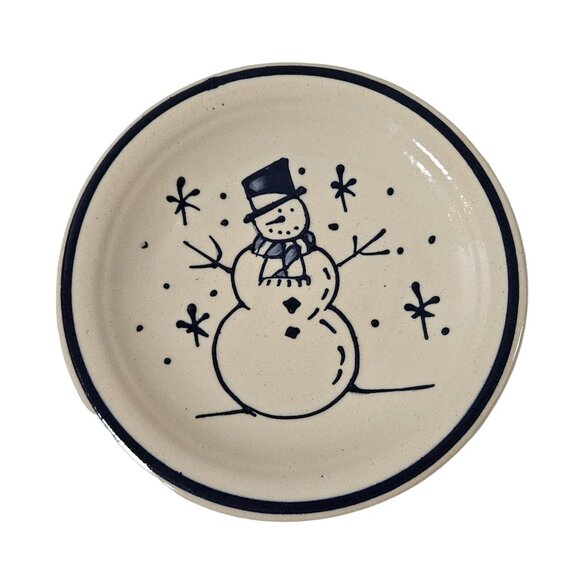 Vintage Gooseberry Patch Snowman Plate Stoneware 8" Dessert Cookies 1998 - Picture 1 of 5